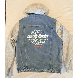 Krispy Kreme Denim Hoodie Jacket XL Blue "Hot Now" RARE